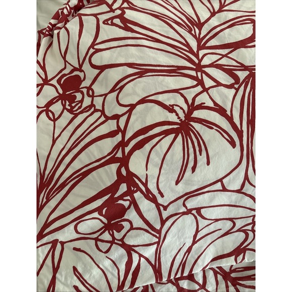 West Elm Red Orange Queen Size Botanical Print Bedding Duvet & 4 Shams Case Set - Picture 9 of 10